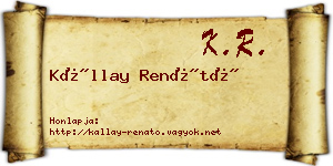 Kállay Renátó névjegykártya