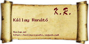 Kállay Renátó névjegykártya